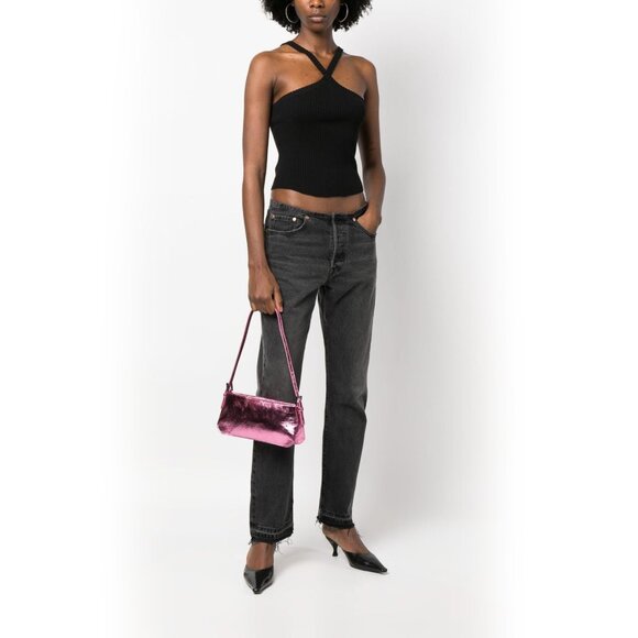 By Far Dulce Metallic Leather Shoulder Bag – Pink - Picture 5 of 9